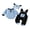 Sky Blue, variant on 3Pcs Infant Boy Outfit Crew Neck Long Sleeve Contrast Color Romper Suspender Pants and Dog Face Print Hat Set
