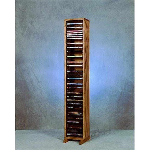 Solid Oak Tower for DVDs - Individual Locking Slots