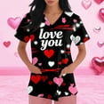thumbnail image 3 of Valentines Scrubs Top for Women Plus Size Hoilday Short Sleeve Cute Valentine Love Printed Scrub Shirts Casual V Neck Scrubs Nursing Uniform Medical Nurse Workwear with Pockets Red M, 3 of 5