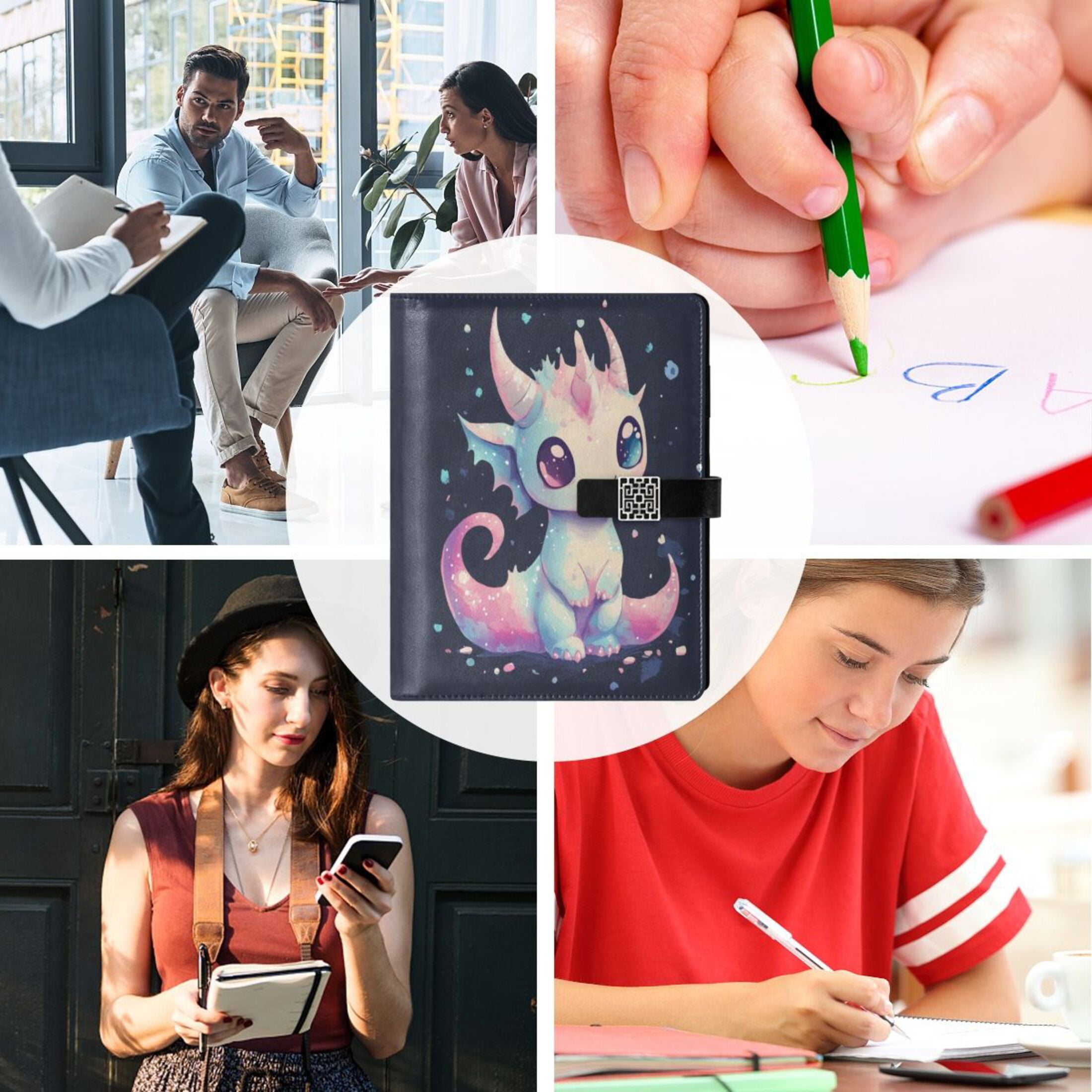 Leather Planner Leather Notebook Notebook Journal Binder Design Pen Pocket Design Convenient for Storage Adorable Dragon
