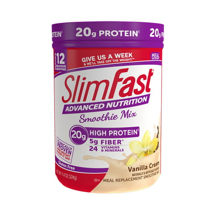 SlimFast Advanced Nutrition High Protein Smoothie Mix Powder, Vanilla Cream, 11.4oz (12 (Best Fast Food Nutrition)