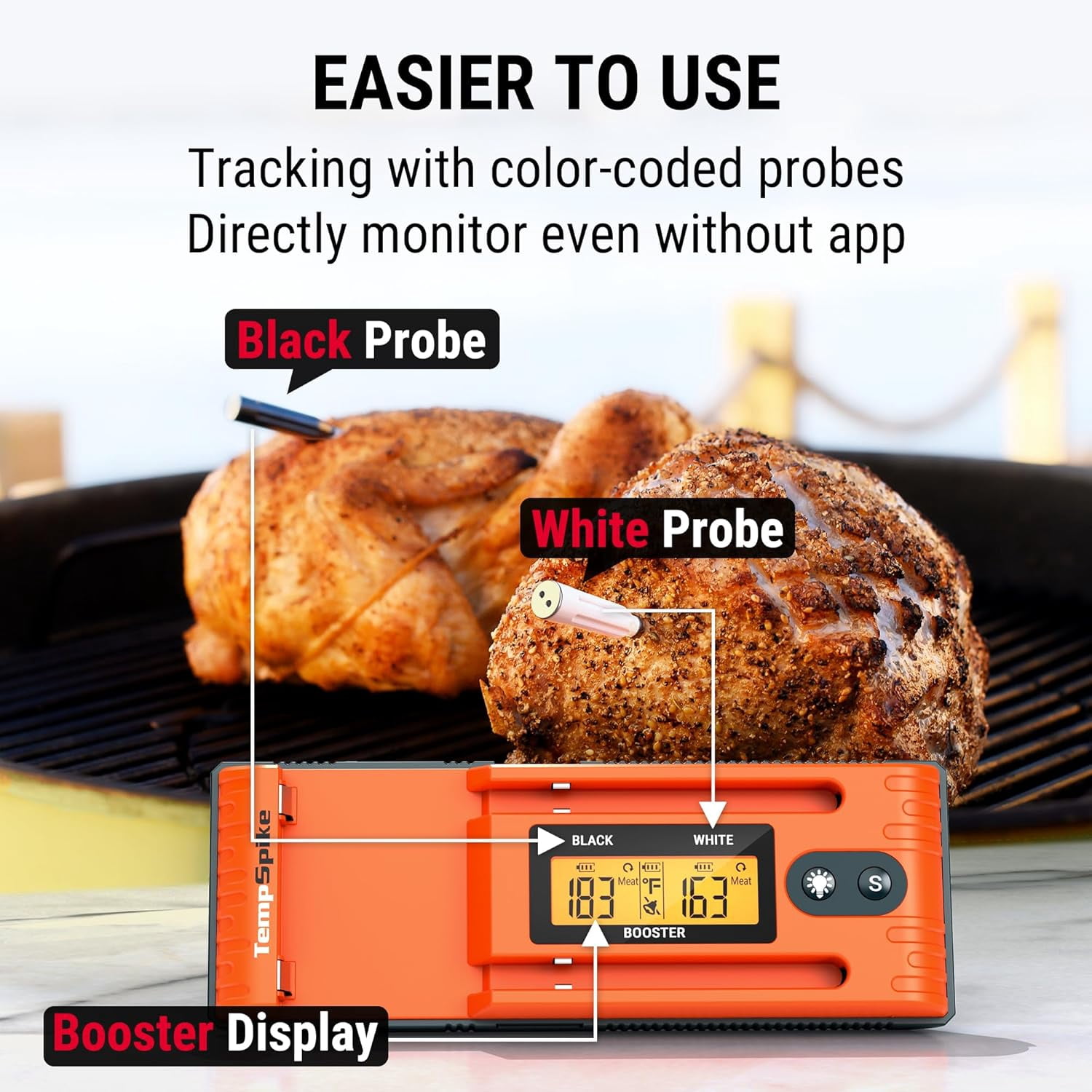 ThermoPro Twin TempSpike 500FT Truly Wireless Meat Thermometer with 2 Probes and Signal Booster Bluetooth Meat Thermometer iOS / Android compatible