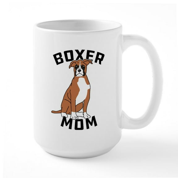 CafePress - Boxer Mom - 15 oz Ceramic Large White Novelty Mug