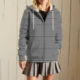 thumbnail image 6 of Lmnyox Striped Zip Up Hoodies for Women Long Sleeve Drawstring Sweatshirt Jacket Casual Hooded Jacket with Pocket, 6 of 7