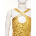 thumbnail image 5 of YONGHS Kids Girls Latin Salsa Tango Dance Dress Sleeveless Sequins Tassel Gymnastics Skirted Leotard Yellow 8, 5 of 7