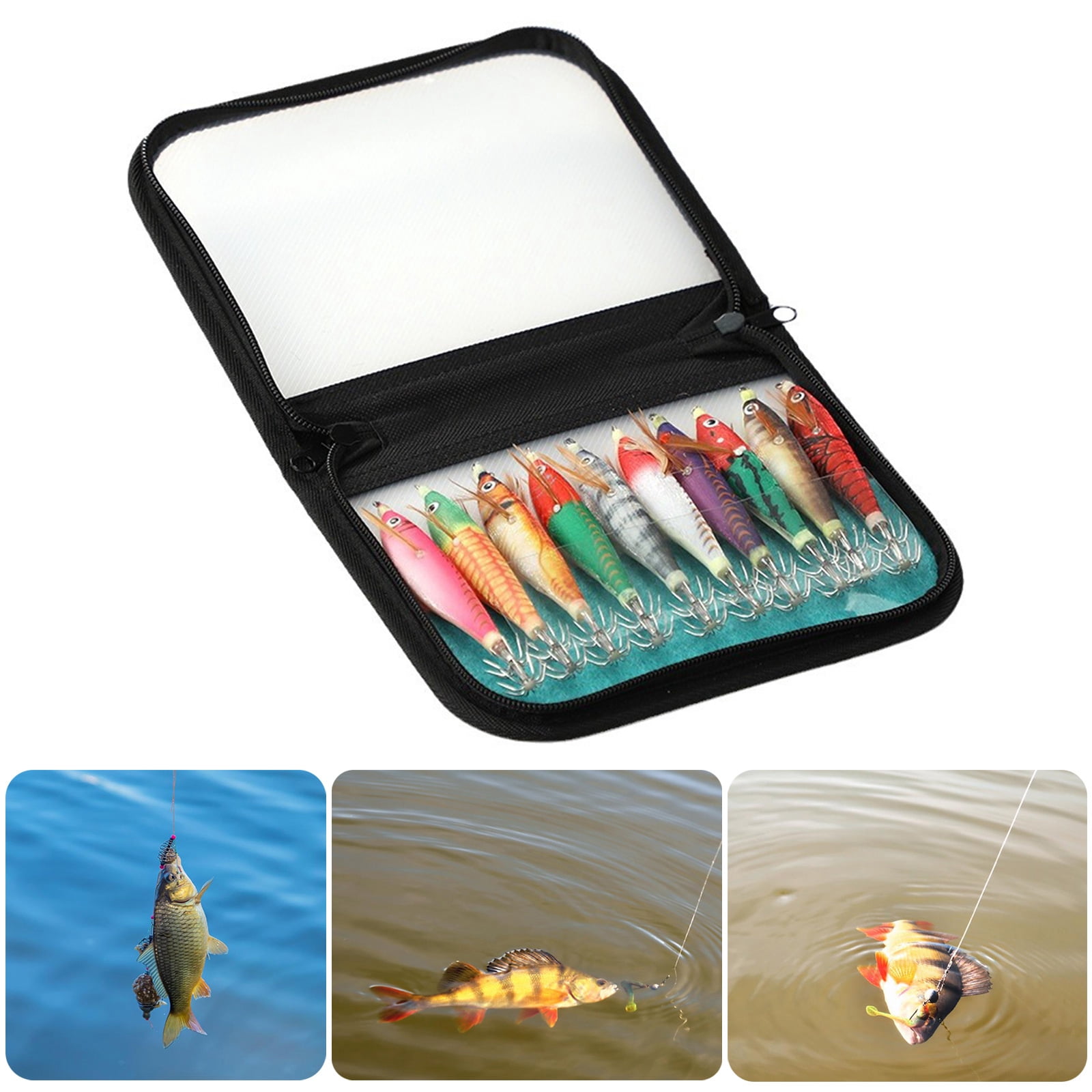 BIBABLYKE 10Pcs Luminously Squid Jigs Hook Fishing Lures Baits Cuttlefish Sleeve Squid Jigs Saltwater Hard Night Fishing Baits