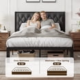 thumbnail image 7 of Bolvdo Bed Frame with Linen Upholstered Headboard, Queen, Metal Support, No Box Spring Needed, Grey, 7 of 7