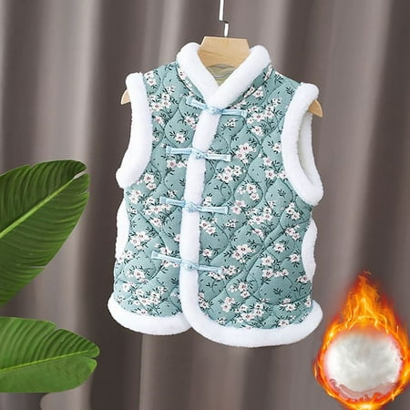 

Toddler Girls Coats & Jackets Autumn Winter Quilted Year Floral Vest Outfits Traditional Tang Girls Outdoor Jackets & Outerwear Activewear