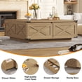 thumbnail image 5 of 47" Farmhouse Square Coffee Table with 4 Storage Drawers, Large Rustic Center Table for Living Room & Sectional Sofa, Modern Floating Base Design, 5 of 9