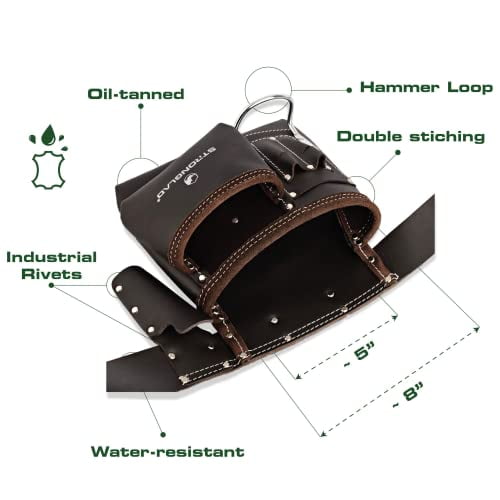 STRONGLAD 5-Pocket Single Side Brown Oil Tanned Leather Tool Belt