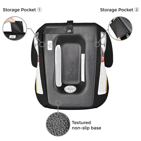 Diono Solana Lite Backless Booster Car Seat for Kids, Lightweight Travel Booster Seat, Machine Washable Cover, Fits Children 40-100 lbs, Black Storm
