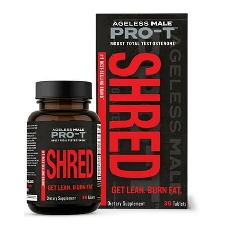 Ageless Male Pro-T Shred, Fat Burner & Testosterone Supplement Tablets, 30 Ct