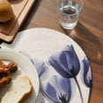 thumbnail image 4 of Round Placemats Navy Blue Tulip 15 inch Set of 4 Table Mats for Dining Table Retro Flower Floral Heat Resistant Non-Slip Kitchen & Home Decorative Place Mat Set, 4 of 8