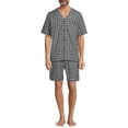 thumbnail image 2 of Hanes Men's and Big Men's Short Sleeve Top and Shorts Woven Pajama Set, Sizes S-5XL, 2 of 5