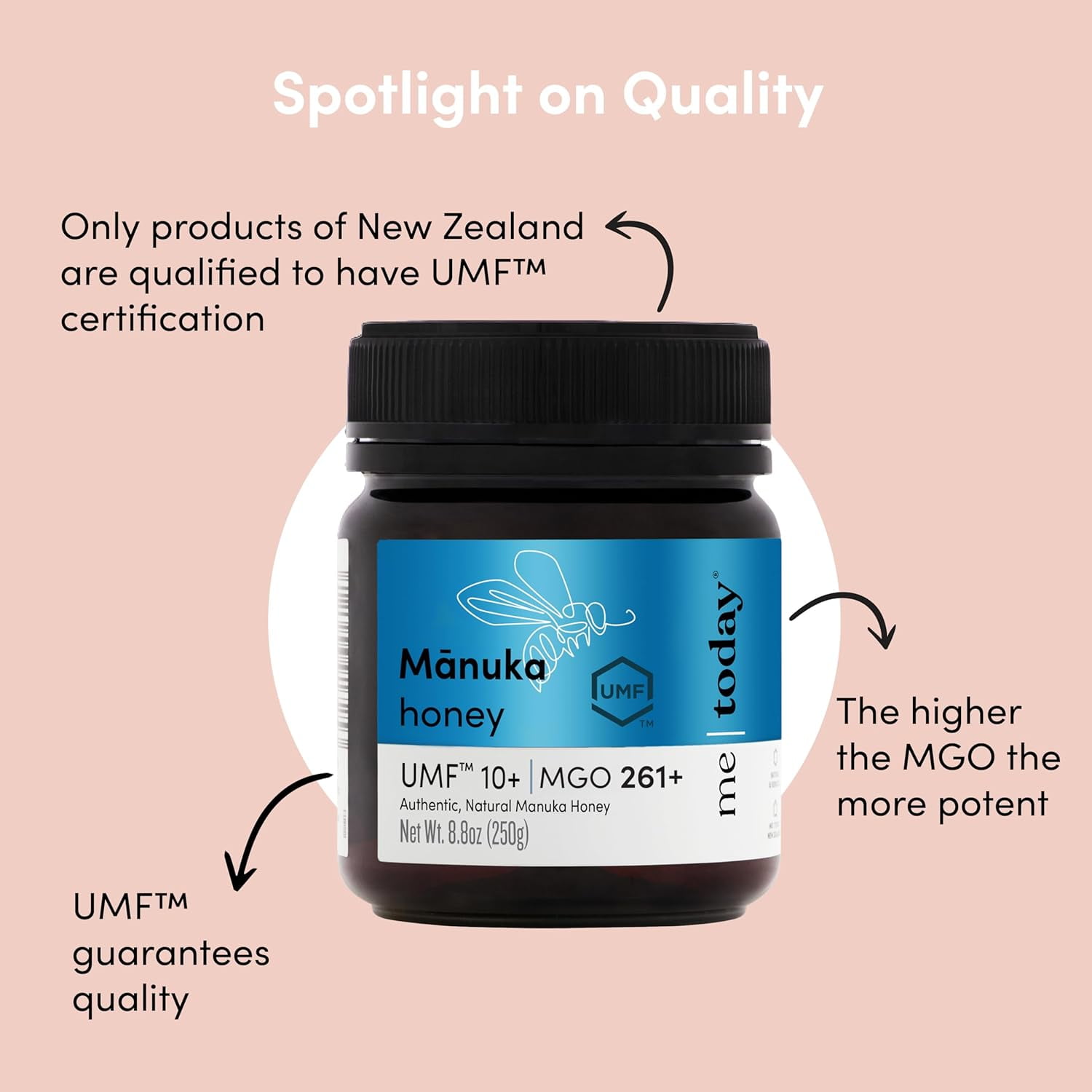 Me Today - Manuka Honey UMF 10+/MGO 261+ from New Zealand (8.8oz) Authentic, Raw & Unpasteurized