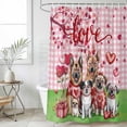 thumbnail image 6 of Valentine's Day Shower Curtain Set - Long 72" x 84" Washable Bathtub Curtain with 12 Hooks, Funny Dogs Love Roses Spring Pink Plaid Waterproof Fabric Stall Shower Curtains for Bathroom/Bathtub Décor, 6 of 6