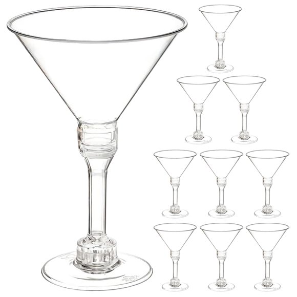 Transparent Plastic Cocktail Cups for Home Use Disposable Clear Martini Glasses 10pcs