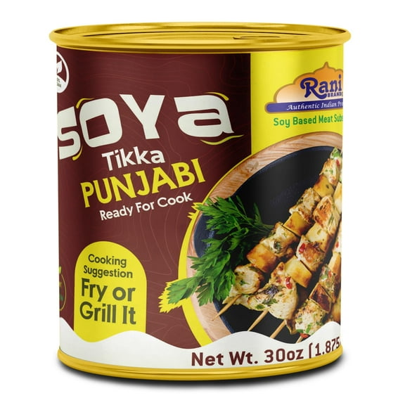 Rani Soya Tikka Punjabi 30oz (1.875lbs) 850g Ready for Cook ~ Easy Open Lid | All Natural | Vegan | No Colors | NON-GMO | Kosher | Indian Origin | Soy Based Meat Substitute