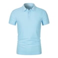 thumbnail image 4 of CAIVO Polo Shirts For Men Solid Color For Daily Commute Work Outdoor Summer Breathable Short Sleeve Casual Lapel Classic Fit Golf Tops Stretchy , L, 4 of 5
