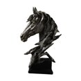 thumbnail image 2 of Figura de resina con forma de cabeza de caballo, estatua coleccionable, adorno de regalo, escultura de animal para pasillo, oficina, inauguración de Negro, 2 of 10