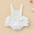 thumbnail image 3 of Baby Summer Ruffle Romper  Sleeveless Elastic Waist Rainbow Embroidery Strap Bodysuit, 3 of 6