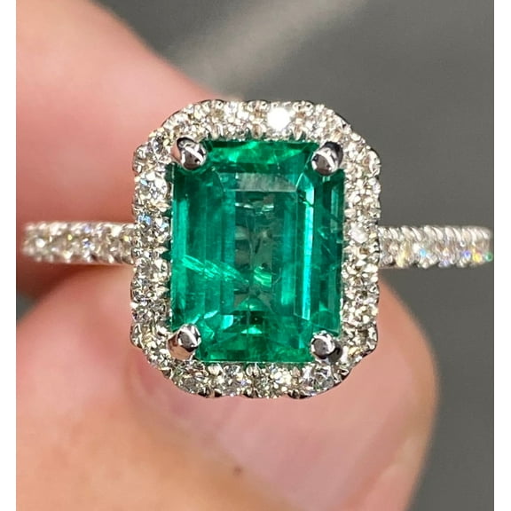 Stunning 3 Ctw Vivid Green Emerald Ring 925 Sterling Silver Ring