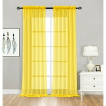 Basic Home Rod Pocket Sheer Voile Window Curtains - Yellow, 84 in .Long