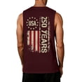 thumbnail image 4 of LNZGNM Mens 250 Anniversary USA Tank Tops Big and Tall Usa Flag Sleeveless Shirt Muscle Graphic Tank Tops Athletic Vacation Tee,Wine M, 4 of 4