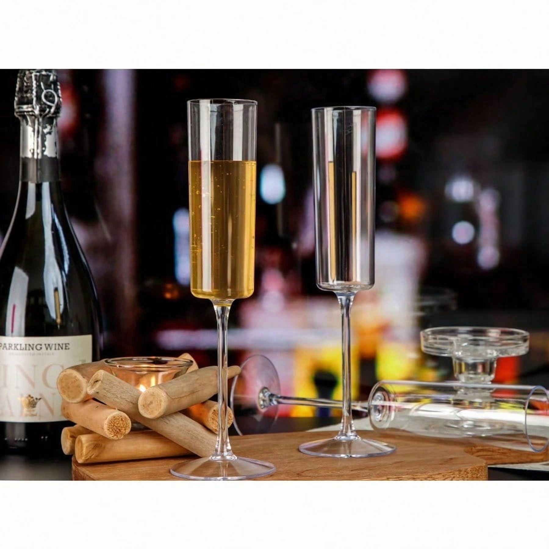 36 Pack Plastic Champagne Flutes - 6 Oz Disposable Champagne Glasses - Square Clear Plastic Toasting Glasses for Party Birthday Anniversary Wedding
