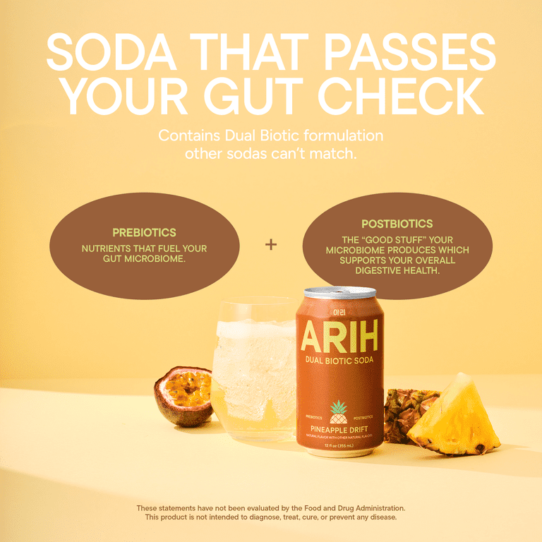 ARIH Dual Biotic Soda, Functional Prebiotic and Postbiotic Soda