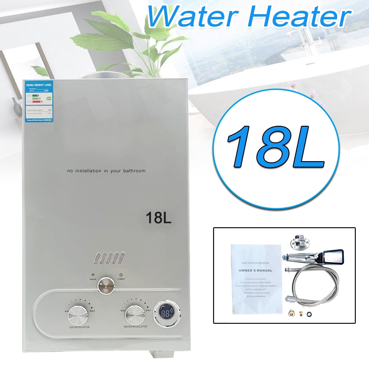TABODD 18L Gas Hot Water Heater Portable LPG Water System Outdoor Instant  Shower - Walmart.com