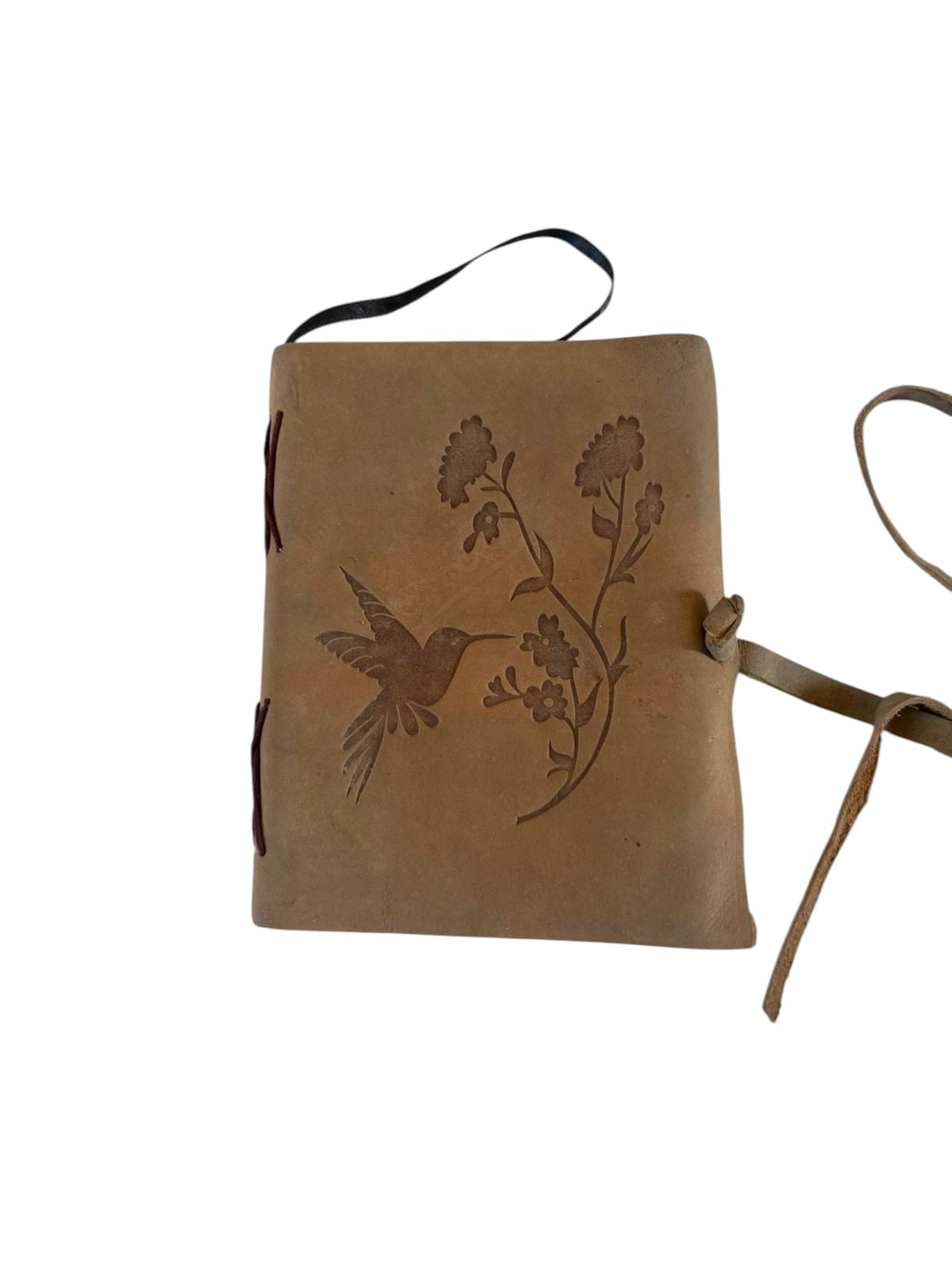 Handmade Leather Journal with Bird & Floral Design – 5x7 Inch Vintage Diary, 200 Deckle Edge Pages, Wrap Closure Notebook