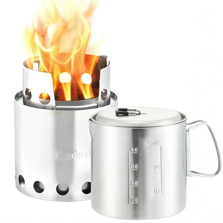 Solo Stove & Pot 900 Combo: Ultralight Wood Burning Backpacking Cook System. Lightweight Kitchen Kit for Backpacking, Camping, Survival. Burns Twigs, No Batteries or Liquid Fuel Gas Canister (Best Wood Burning Cook Stove)