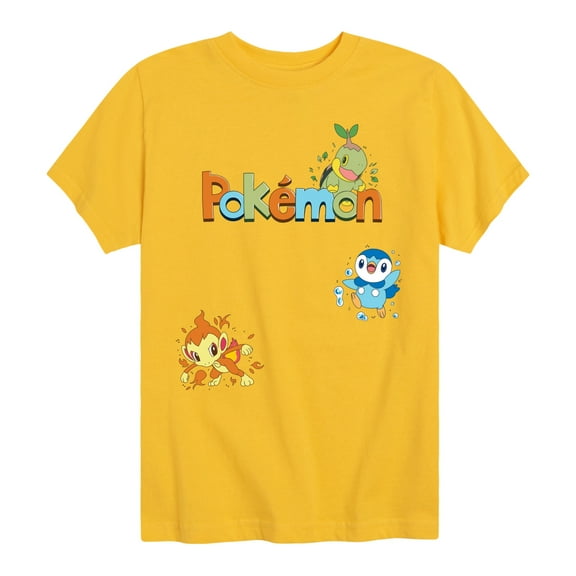 Pokémon - Gen 4 Turtwig, Piplup, Chimchar   - Youth Short Sleeve Graphic T-Shirt