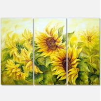 Designart 'Bright Yellow Sunny Sunflowers ' Floral Painting Canvas