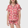 thumbnail image 2 of oqasdz Girls Pjamas Summer Short Sleeved Baseball Shirt With Bowknot Print And Elastic Waist Pants Casual Sleepwear Pajama Set/6-7 Years, 2 of 4