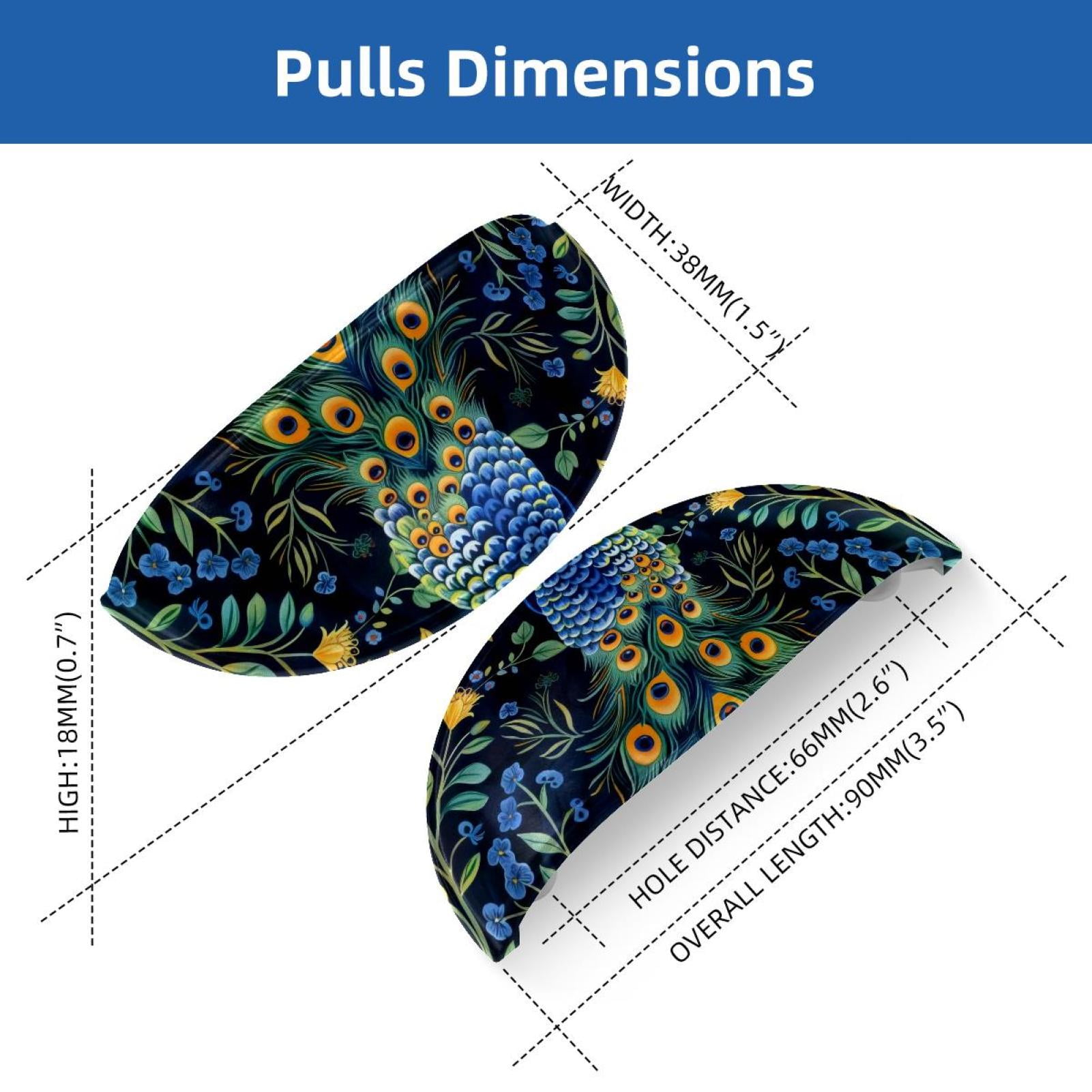 PhooArto 6 Pcs Cup Drawer Pulls, Peacock Flower Pattern Shell Shape Handles Cabinet Knobs for Dresser Cupboard Closet Wardrobe with Screws