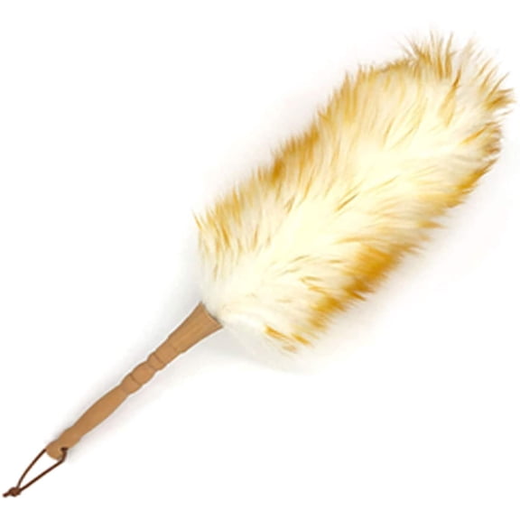 Feather Duster With Wood Handle, Blinds Cleaner Purifier, Brush Cleaning Tool, Lambswool Dusters For Cleaning Vehicles, Office And Housework Dusting 18.9 Inches Long ( Pure, Pack Of 1)
