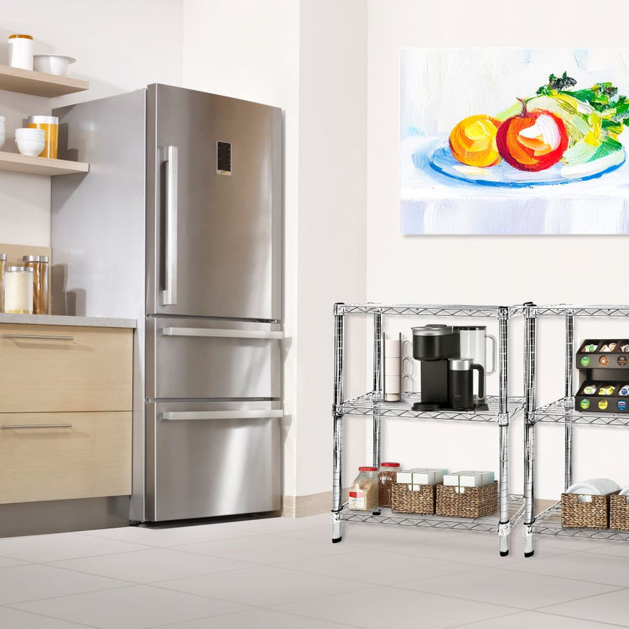 Shelving Inc. 8" d x 36" w Chrome Wire Shelving with 3 Tier Shelves, Weight Capacity 800lbs Per Shelf