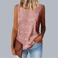 thumbnail image 5 of Women's Sequin Tank Tops Summer Casual Slim Fit Crewneck Sparkle Shimmer Sleeveless Blouse Tops, 5 of 9