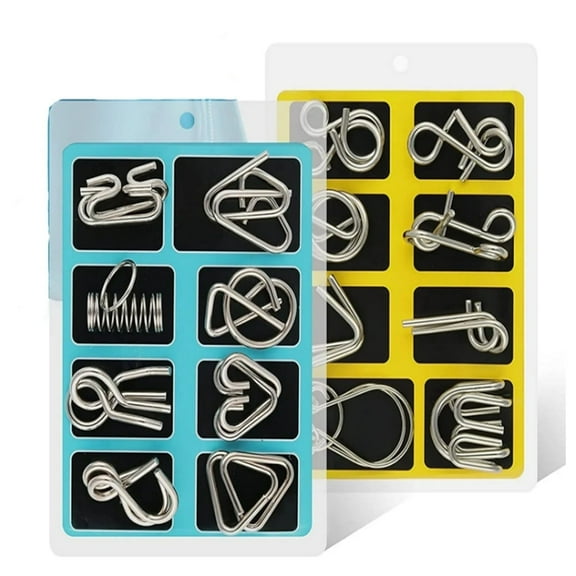 Metal Wire Puzzle Set of 16, metal jigsaw puzzle, intelligence test game magic toy for adult student challenge