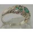 thumbnail image 3 of LBG 925 Sterling Silver Real Genuine Emerald Womens Band Ring - Size 8.25, 3 of 6