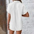 thumbnail image 7 of Tittly Button Down Shirts Shirts for Women Generisch Muslin Blouse Women's Summer Shirt Blouse Cotton Short Sleeve Linen Blouse Tops V Neck Long Blouse Tunic Short Sleeve Shirts Womens Shirts White S, 7 of 7