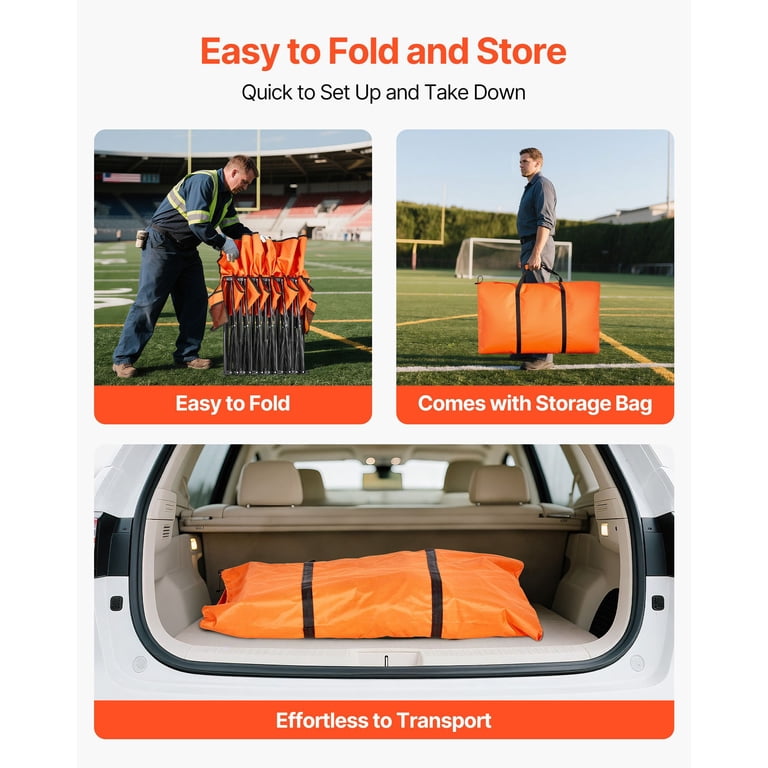 AsterOutdoor 6-Person Folding Sports Bench with Backrest, Orange photo 4