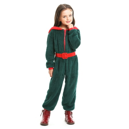 Aunavey PJs Family Matching Christmas Onesies Fleece Hooded Pajamas Holiday Santa Jumpsuit