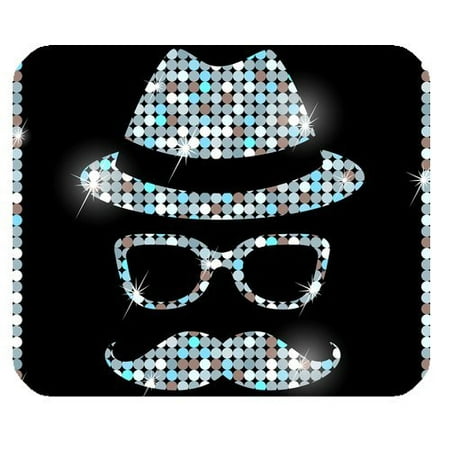 MKHERT Abstract Face with Diamond Glasses and Mustache Rectangle Mousepad Mat For Mouse Mice Size 9.84x7.87 inches