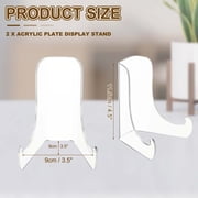 Uxcell 4.5 Inch Acrylic Plate Display Stand, 2 Pack Medium Clear Easel Plate Holder Picture Stands for Display Frames Card Picture CD Book Challenge Coin(Square Tripod)