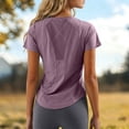thumbnail image 5 of oqasdz Women's T Shirts Short Sleeve Crewneck Mesh Quick Drying Slim Fit Athletic Workout Shirts Breathable Summer Yoga Tee Top T-Shirts,Pink,S, 5 of 7