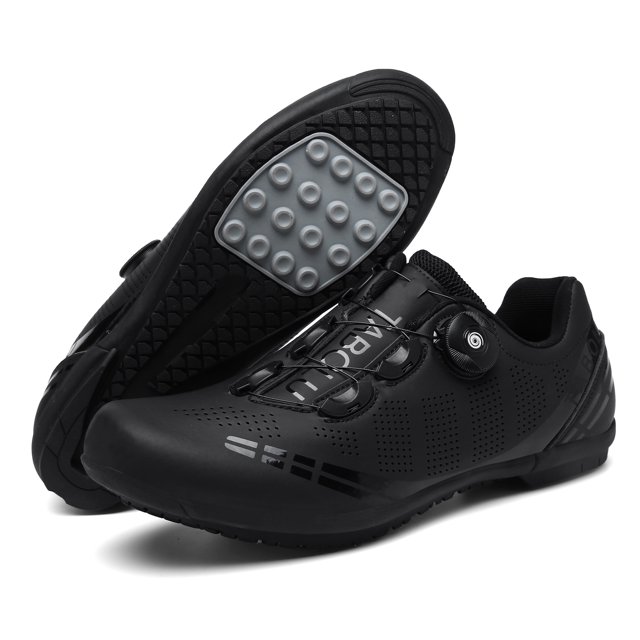 QJUHUNG Men‘s Premium Non-Slip Rotary Buckle Cycling Shoes - Waterproof Breathable Shock-Absorbing Comfortable All-Season Outdoor Biking Shoes for Commuting Racing and Leisure