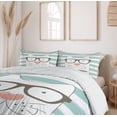 thumbnail image 6 of Ambesonne Animal Duvet Cover Sets, Hipster Cartoon Cat Art, 2-Queen, White Blue and Pink, 6 of 7